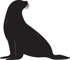 Sea Lion Silhouette Illustration White Background vector