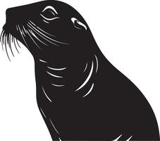 Sea Lion Silhouette Illustration White Background vector