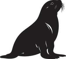 Sea Lion Silhouette Illustration White Background vector