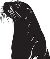 Sea Lion Silhouette Illustration White Background vector