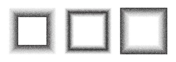 Square noise frame. Gradient border made from grains. Shape with halftone gradation. Grunge geometric figure. vector