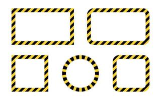 Frame caution with warning tape. Yellow black border danger sign. A line used for safety and caution in construction, on roads and in industry. vector