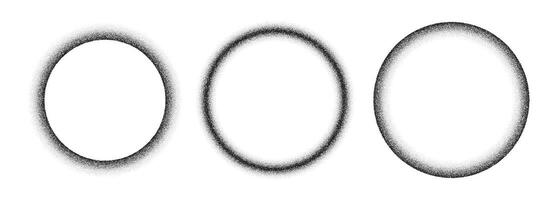 Noise gradient frame made of dots. Circle border made of grains. Ring stipple texture. Round dotwork pattern. Grunge shape. vector