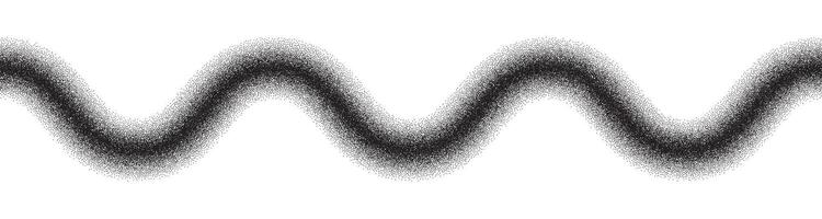 Grain gradient wave stripe. Noise curvy line of dots. Stipple pattern wiggly amplitude. vector