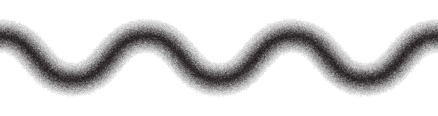 Grain gradient wave stripe. Noise curvy line of dots. Stipple pattern wiggly amplitude.
