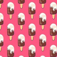 Ice cream pattern in flat style. Milk product design for textile, grocery, sweet store. illustration on a pink background. vector