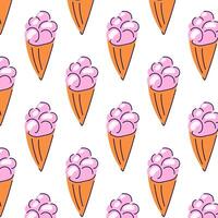 Ice cream pattern in cartoon style. Flat design for grocery, wallpaper, package. illustration on a white background. vector