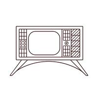 retro televisión en contorno estilo. mano dibujado Clásico años 70, Años 80 televisión. ilustración aislado en un blanco antecedentes. vector