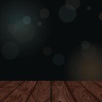 de madera mesa y borroso noche vida cuadrado antecedentes con bokeh efecto ilustración tener blanco espacio para anuncio o productos presentación. vector