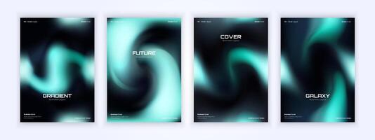 Black gradient cover with light blue color fluid, background illustration. New textures for your designs vector