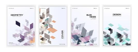 geometric style design covers, square pattern shapes that make perspective possible, poster covers, business reports, etc. vector