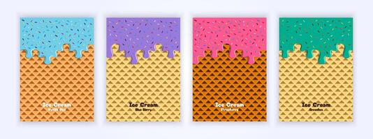 Melting Ice Cream background cover with toppings, for menu templates, food posters, according to your needs vector