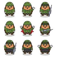 Hedgehog Soldier set vector