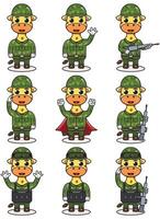 Giraffe Soldier set vector