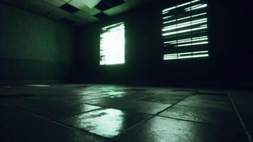 uppsättning upp se av mörk rum övergiven i de psykiatrisk sjukhus video