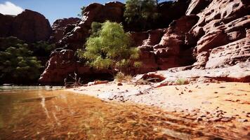 beautiful day on the river with sandstone cliffs and reflections video