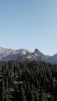 A view of a mountain with trees in the foreground video