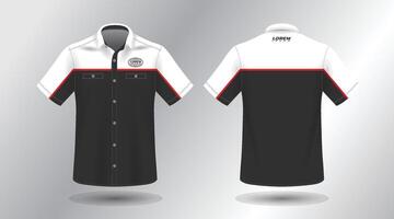 modern short sleeve work shirt with pocket template design. Front and Back View, File. vector