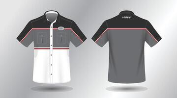 modern short sleeve work shirt with pocket template design. Front and Back View, File. vector