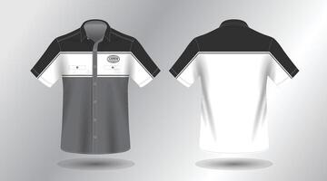 modern short sleeve work shirt with pocket template design. Front and Back View, File. vector