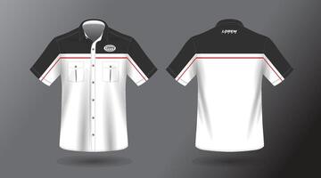 modern short sleeve work shirt with pocket template design. Front and Back View, File. vector