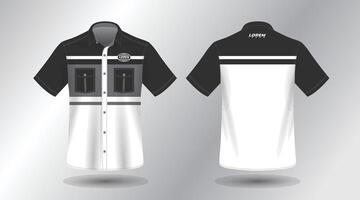 modern short sleeve work shirt with pocket template design. Front and Back View, File. vector