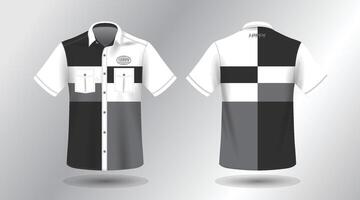 moderno corto manga trabajo camisa con bolsillo modelo diseño. frente y espalda vista, archivo. vector