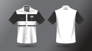 modern short sleeve work shirt with pocket template design. Front and Back View, File. vector