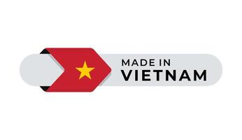 Made in Vietnam with gear and flag design. For banner, stamp, sticker, icon, logo, symbol, label, badge, seal, sign. Illustration vector