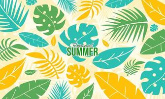 Tropical leaf summer colorful seamless background vector