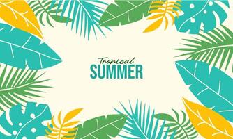 Flat design tropical leaf summer colorful background vector