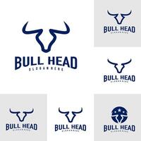 Set of Bull head logo design . Bull illustration logo concept vector