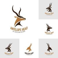 Set of Antelope head logo design . Antelope illustration logo concept vector