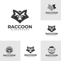 Set of Raccoon logo template, Creative Raccoon head logo design concepts vector