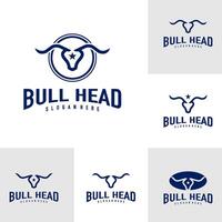 Set of Bull head logo design . Bull illustration logo concept vector