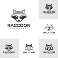 Set of Raccoon logo template, Creative Raccoon head logo design concepts vector