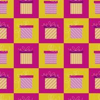 Seamless pattern of gift boxes. Flat illustration vector