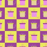 Seamless pattern of gift boxes. Flat illustration vector