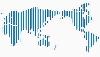 Vertical strip line world map on white background. vector