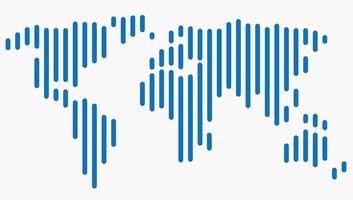 Vertical strip line world map on white background. vector