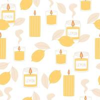 Seamless pattern with scented candles and interior decor in flat style vector