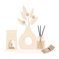 Aromatherapy and relaxation as interior decor in flat style vector
