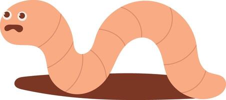 Earthworm Cartoon Character with Flat Design. Isolated Illustration on White Background. vector