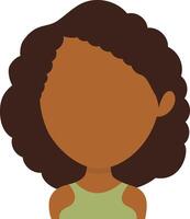 africano mujer avatar con afro peinado y plano cara diseño. dibujos animados ilustración vector