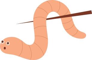 Earthworm Cartoon Character with Flat Design. Isolated Illustration on White Background. vector