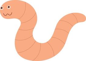 Earthworm Cartoon Character with Flat Design. Isolated Illustration on White Background. vector