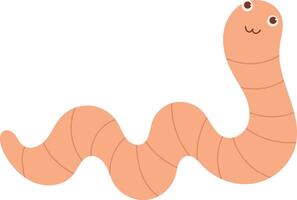 Earthworm Cartoon Character with Flat Design. Isolated Illustration on White Background. vector