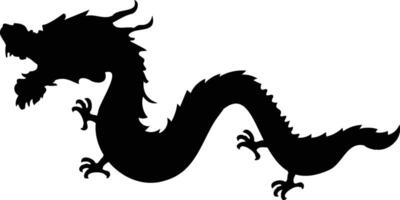 Chinese Dragon Silhouette on White Background. Black Dragon Silhouette vector