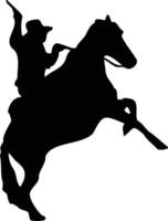 vaquero y caballo silueta. ilustración con plano diseño vector