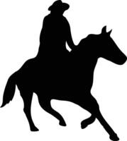 vaquero y caballo silueta. ilustración con plano diseño vector